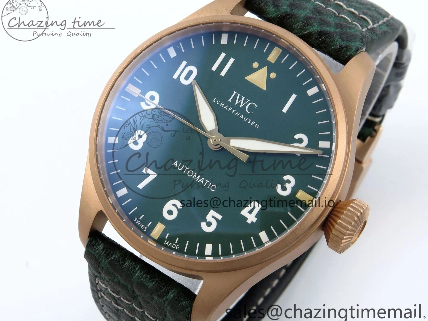 MIROTIME 0505 Durable Big Pilot IW329702 M+F 1:1 Best Edition Green Dial on Green Leather Strap MY 7006